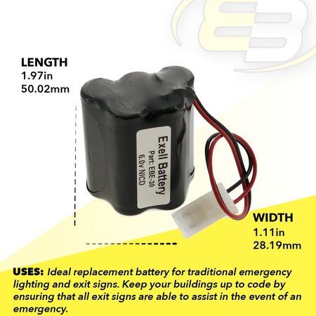 Exell Battery Emergency Lighting Battery For Prescolite E82082100 Interstate NIC0099 EBE-30